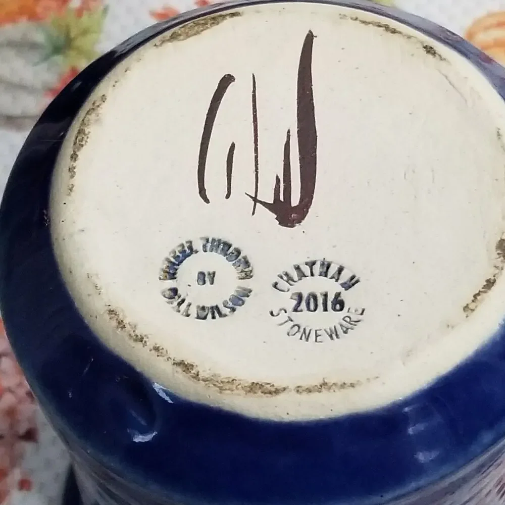 Chatham Stoneware wheel thrown stoneware utensil holder artist signed